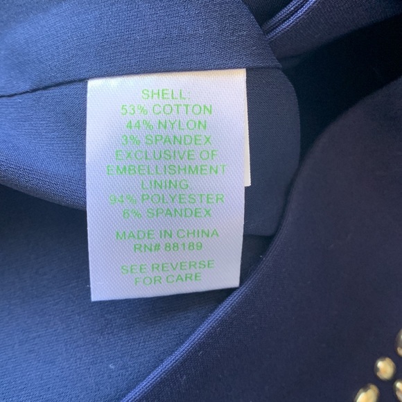 Lilly Pulitzer Pandora true navy muffin palm tree gold studded design dress - Picture 7 of 8